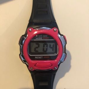Pink and black watch